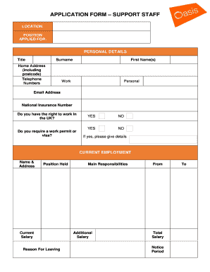 Support Staff Application Form