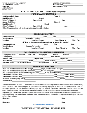 Rental Application Form