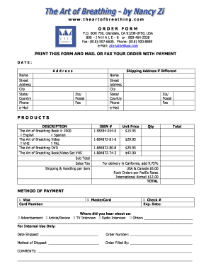The Art of Breathing Order Form