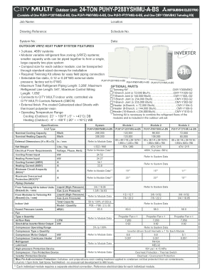 Mitsubishi VRFZ Heat Pump System Installation Form