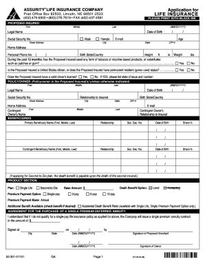 Georgia Whole Life Insurance Application