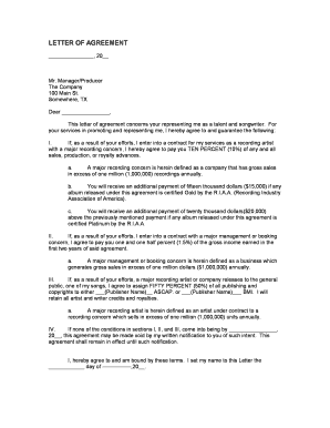 Letter of Agreement for Talent Representation
