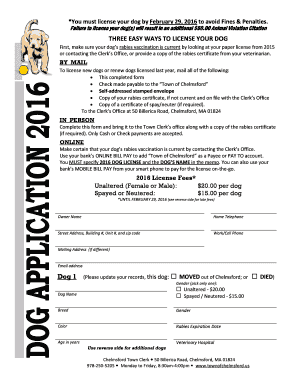 Chelmsford Dog License Application