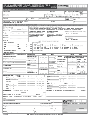 NYC Child Health Examination Form