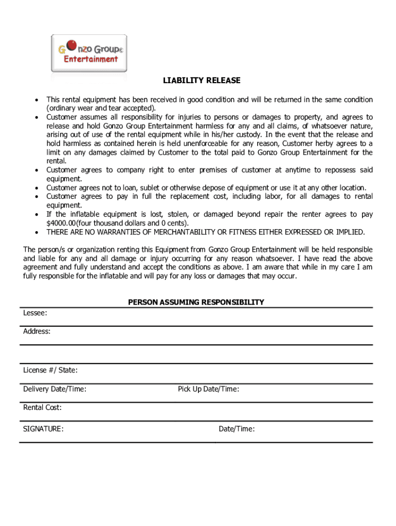 Bounce House Rental Agreement Fill Online, Printable, Fillable, Blank
