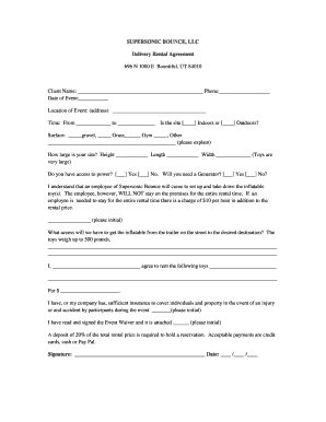 Supersonic Bounce Rental Agreement