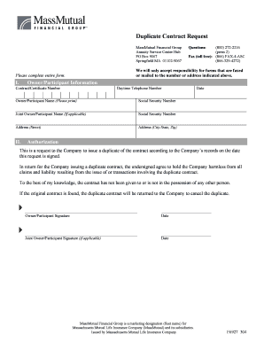 MassMutual Duplicate Contract Request