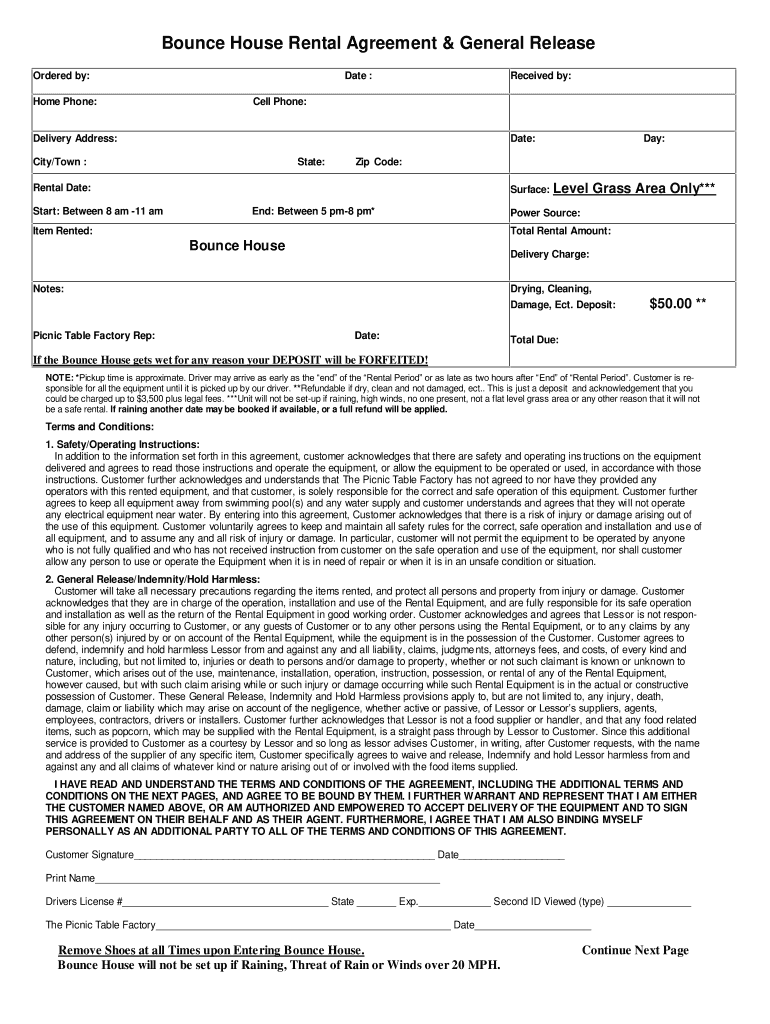 Bounce House Rental Agreement Template Sfiveband