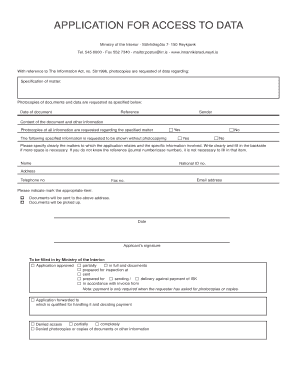 Application for Access to Data