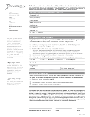 Division Camera Rental Agreement
