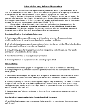 Science Laboratory Rules and Regulations