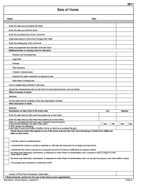 Sale of Home Tax Form