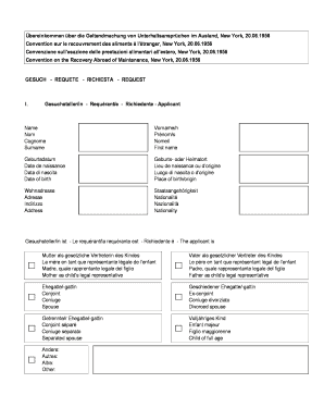 Convention on Recovery of Maintenance Abroad Request Form