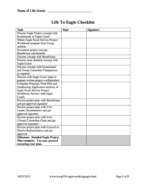 Life To Eagle Checklist