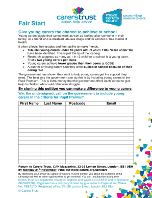 Fair Start Petition for Young Carers