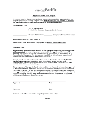 Loan Application Appraisal and Credit Report Fees Agreement