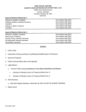 Acquisition term sheet template - MURPHY CREEK EXCLUSION AGREEMENT TERM SHEET - mcgcneighbors