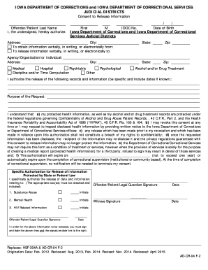 Iowa Consent to Release Information