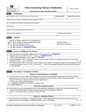 IRS Form 56 Notice Concerning Fiduciary Relationship