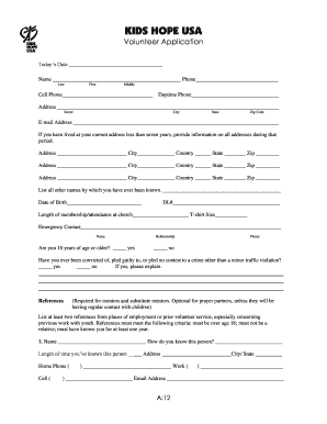 Kids Hope USA Volunteer Application
