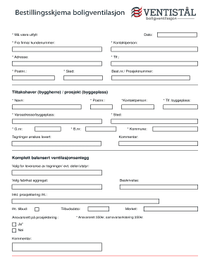 Norwegian Ventilation System Request Form