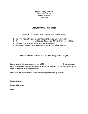 Denture Shade Agreement
