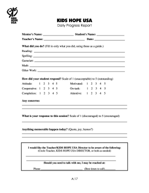 Kids progress report