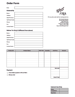 Fill out, print, and mail form and payment to Ms Check (Make payable to Illinois FBLA) Money order