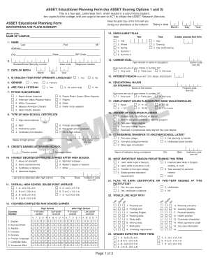 ASSET Educational Planning Form
