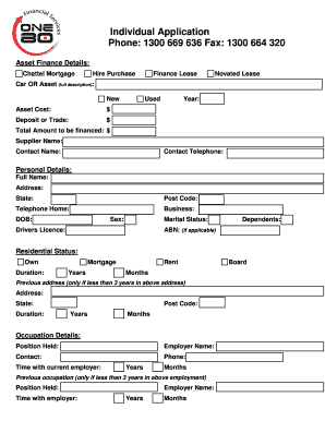 Australian Asset Finance Application Form