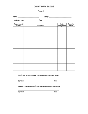 Girl Scout Badge Approval Form