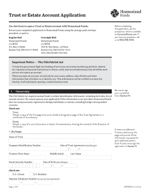 Trust or Estate Account Application