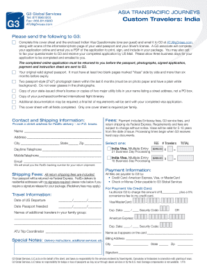 India Visa Application Cover Sheet