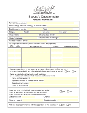 Spouse's Questionnaire