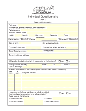 Individual Questionnaire