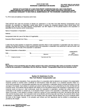 New York Workers' Compensation Exclusion Notice
