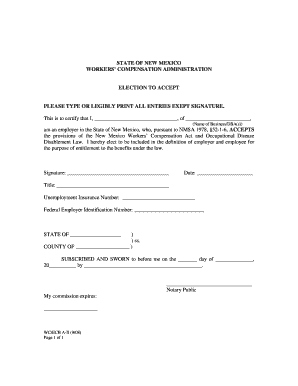New Mexico Workers' Compensation Election Form