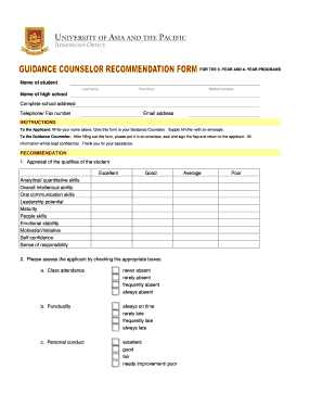 Student Recommendation Form