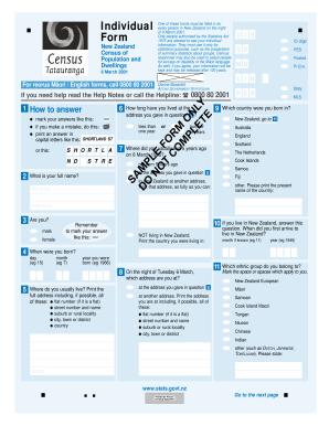 New Zealand Census Form