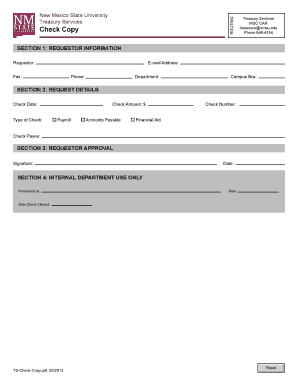New Mexico State University Check Request Form