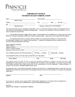 Student Status Verification Form