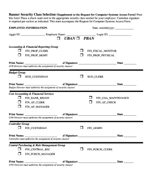 Banner Security Class Selection Form
