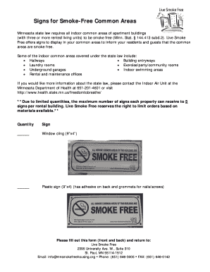 Smoke-Free Common Areas Sign Request Form