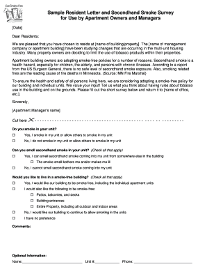 Resident Letter and Secondhand Smoke Survey