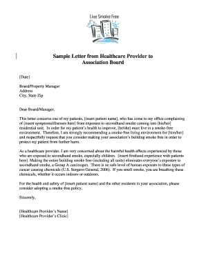Healthcare Provider Letter for Smoke-Free Environment