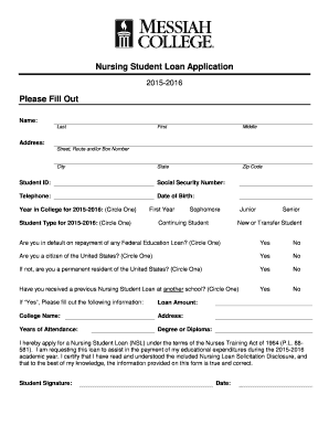Nursing Student Loan Application Form