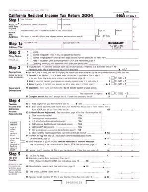 California Resident Income Tax Return 2004