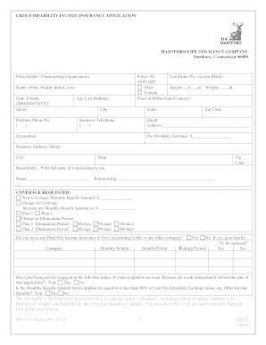 Group Disability Income Insurance Application