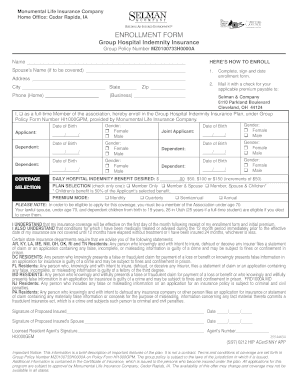Group Hospital Indemnity Insurance Enrollment Form