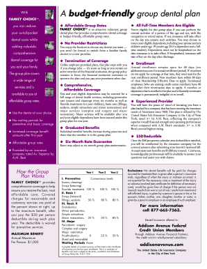 Family Choices Dental Plan Enrollment Form